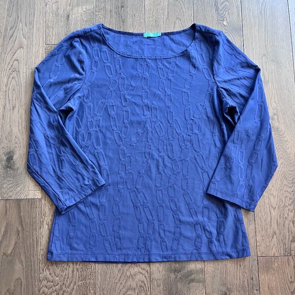 J. McLaughlin Navy Chain Link Embossed Top Women’s Size M Classic Catalina Cloth - Picture 1 of 6